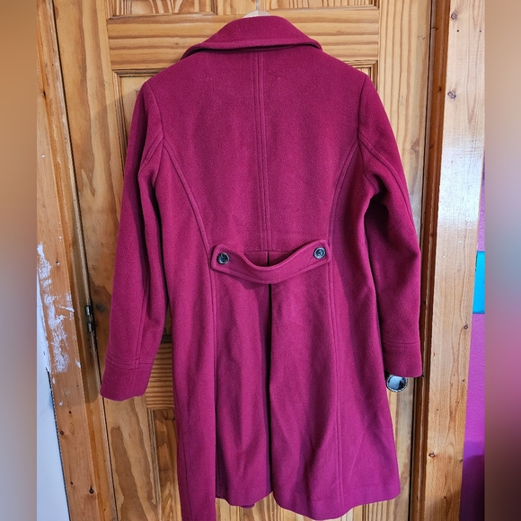 Land's End - pink raspberry wool cashmere coat, size 14 - Picture 4 of 8